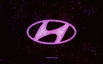 Hyundai glitter logo, , black background, Hyundai logo, pink glitter art, Hyundai, creative art, Hyundai pink glitter logo HD wallpaper