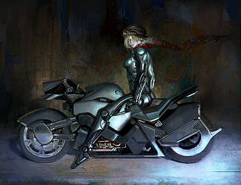 Bikerlady, artist, artwork, digital-art, biker HD wallpaper
