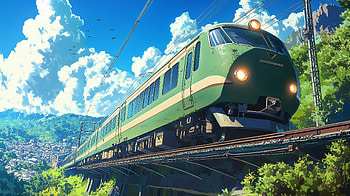 Vibrant Anime Train in Ultra, Anime, anime train, train, railroad, landscape, anime landscape HD wallpaper