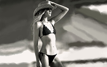 Texas Tornado. ., style, cowgirl, fun, texas, ranch, outdoors, western, female, hats, brunettes, tornado, Elsa Hosk, fashion, lingerie, models, girls, women HD wallpaper