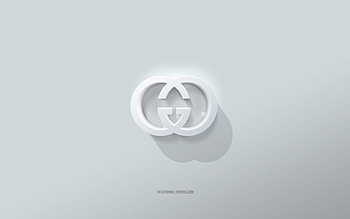 Gucci logo, white background, Gucci 3d logo, 3d art, Gucci, 3d Gucci emblem HD wallpaper