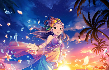 Matsuyama Kumiko, idolmaster, girl, summer, cg, pretty, game, manga, anima, pure, ocean HD wallpaper
