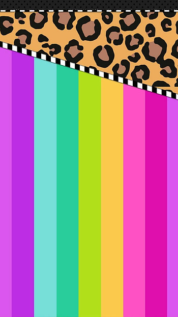 CUTE COLLAGE, stripes, rainbow, leopard, cat, animal, cheetah, animalprint, colorful HD phone wallpaper
