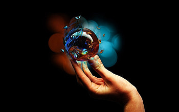 Abstract, Butterflies, Hand, Lines, Ball HD wallpaper