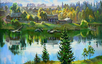 Landscape, Houses, Rivers, Trees HD wallpaper