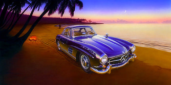 Mercedes on the Beach, seaside, sea, beaches, cars, attractions in dreams, paradise, mercedes, summer, love four seasons, nature, views, vintage car HD wallpaper