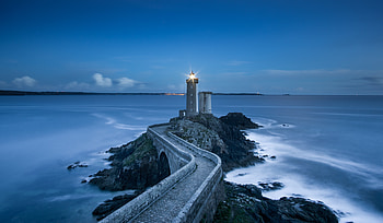 Nature, Sea, Rocks, Horizon, Pier, Lighthouse HD wallpaper