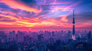 Tokyo Skyline Sunset -, Tokyo HD wallpaper