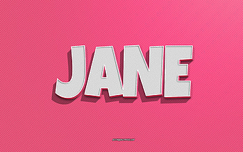 Jane, pink lines background, with names, Jane name, female names, Jane greeting card, line art, with Jane name HD wallpaper