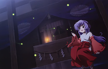 Anime, Night, Girl, Kimono, Fireflies HD wallpaper