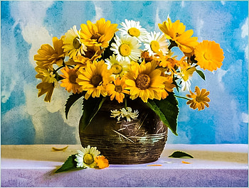 Still life, yellow, vase, flowers, Summer flowers HD wallpaper