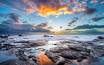 Sunset Island, sunset, nature HD wallpaper