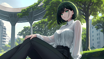 A girl in a park in a futuristic world, Anime, girl, anime girl HD wallpaper