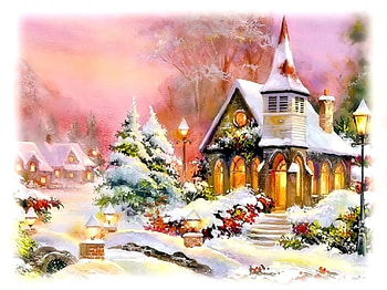 Winter Painting, Cottage, Painting, Winter, Tree HD wallpaper