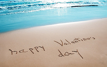 Happy Valentine's Day, sand, Valentines, beach, Valentine, waves, Valentines Day, Happy Valentines Day, water, ocean HD wallpaper