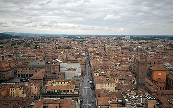 Evening sunset, Bologna city, Panoramic view, Romantic atmosphere HD wallpaper