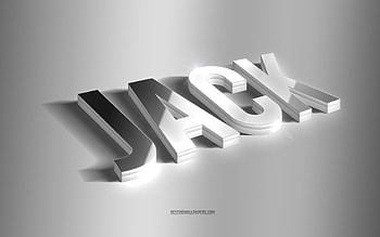 Jack, silver 3d art, gray background, with names, Jack name, Jack greeting card, 3d art, with Jack name HD wallpaper