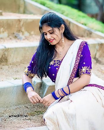 Navya Swamy, sari, pink HD phone wallpaper
