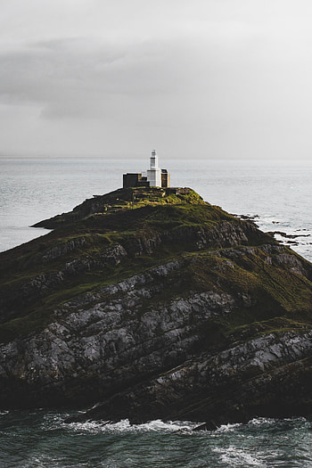 Nature, Sea, Rock, Coast, Lighthouse, Hill HD phone wallpaper