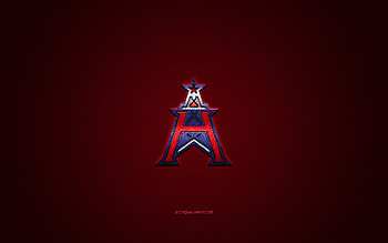 Houston Roughnecks, American football club, XFL, blue logo, red carbon fiber background, American football, Houston, USA, Houston Roughnecks logo HD wallpaper