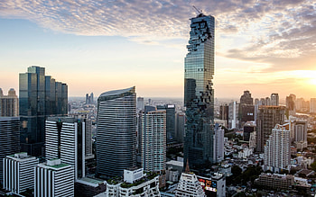 Bangkok skyline, Mahanakhon morning sunrise, King Power Mahanakhon HD wallpaper