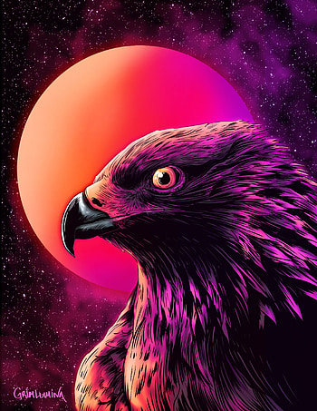 Art, Night, Moon, Bird, Eagle HD phone wallpaper