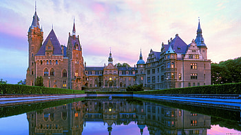 Poland, Reflection, , Moszna Castle, Architecture, Castle, Castles HD wallpaper