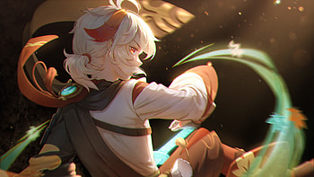 Red Eyes White Hair Kaedehara Kazuha Genshin Impact HD wallpaper