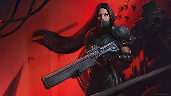 Warrior Long Hair Girl With Gun, warrior, girl, artist, artwork, digital-art, artstation HD wallpaper