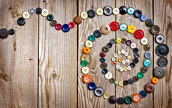 Miscellanea, Miscellaneous, Multicolored, Spiral, Buttons, Wooden Floor HD wallpaper
