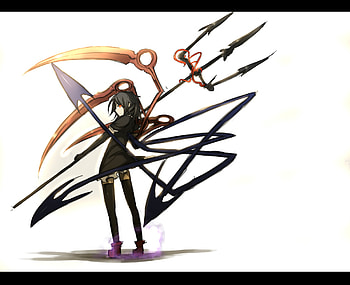 Demons and Pitchforks, wings, scary, cute, red eyes, black hair, touhou, nue houjuu, pitchfork, blades HD wallpaper