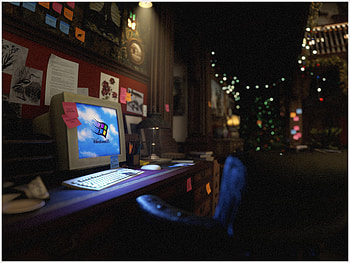 Retro Windows 98 Night Desk — Computer, Windows, Desk, Computer HD wallpaper