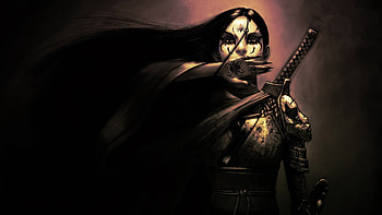 Preview girl, samurai, tattoos, hand, sword HD wallpaper