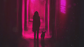 Walking In Neon Alley, walking, artist, artwork, digital-art, neon, artstation HD wallpaper