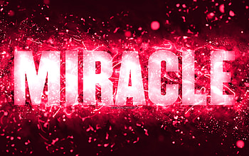 Happy Birtay Miracle, , pink neon lights, Miracle name, creative, Miracle Happy Birtay, Miracle Birtay, popular american female names, with Miracle name, Miracle HD wallpaper