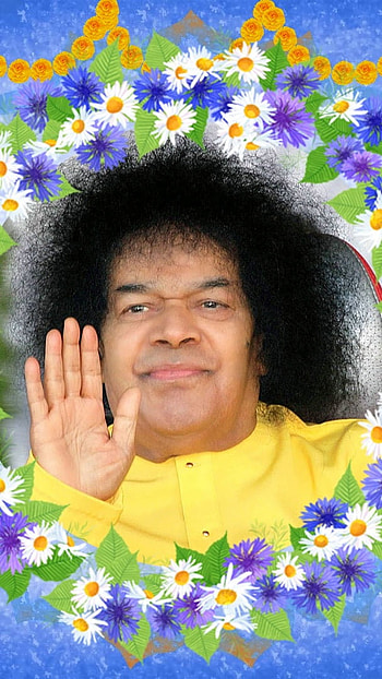 Sathya Sai Baba, Blue Background HD phone wallpaper