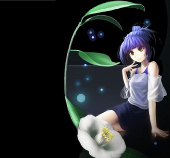 Plantonic, black, pirple hair, long hair, dress, beauty, nice, lady, cg, flower, maiden, , female, sweet, blue hair, girl, beautiful, dark, anime girl, plant, anime, pretty, lovely HD wallpaper