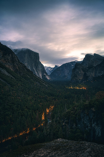 Nature, Mountains, View From Above, Road, Forest, Glow HD phone wallpaper