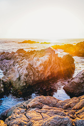 Nature, Water, Sea, Sun, Rocks HD phone wallpaper