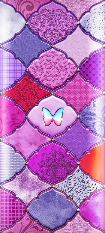 Tile Pattern, red, magenta, butterfly, colorful HD phone wallpaper