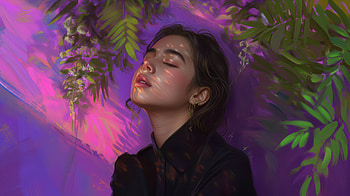Wistful Lofi Girl for Backgrounds, sad lofi girl, portrait, Digital Art, woman, nature HD wallpaper