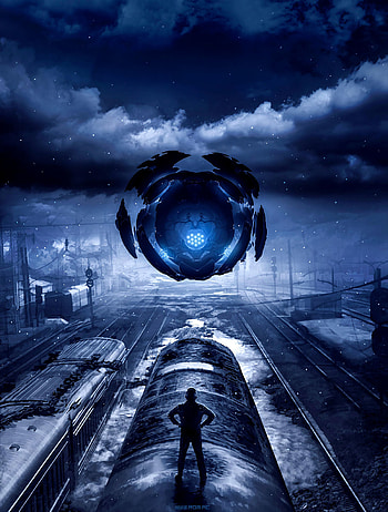 Art, Silhouette, Cyberpunk, Railway, Train, Portal HD phone wallpaper