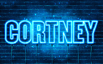 Happy Birtay Cortney, , blue neon lights, Cortney name, creative, Cortney Happy Birtay, Cortney Birtay, popular french male names, with Cortney name, Cortney HD wallpaper