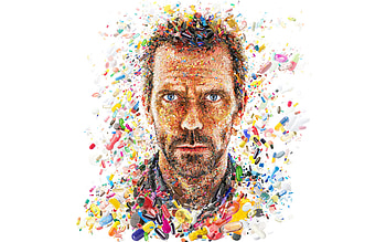 Hugh Laurie In House Tv Show Abstract Artwork , house-tv-series, tv-shows, artwork, artist, digital-art, colorful HD wallpaper