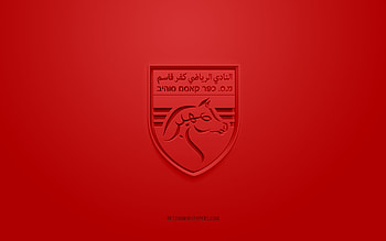 FC Kafr Qasim, creative 3D logo, red background, Liga Leumit, 3d emblem, Israel Football Club, Kafr Qasim, Israel, 3d art, football, FC Kafr Qasim 3d logo HD wallpaper