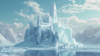 Enchanting Ice Fantasy Castle, fantasy, fantasy castle, winter landscape, architecture HD wallpaper