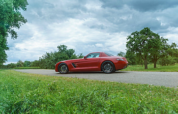 Mercedes-Benz-Sls-Gullwing, Sporty, Benz, Red, Custom Wheels HD wallpaper