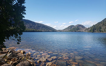 Acadia National Park, Maine, hills, landscape, sky, water, usa, stones HD wallpaper