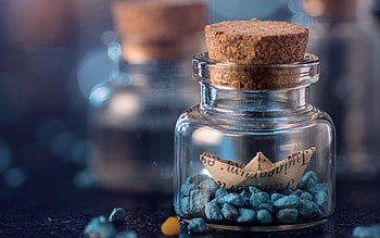 Message in a Bottle, Paper ship, Travel concept HD wallpaper