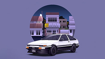 Toyota Sprinter Trueno Ae86 Iniital D Minimal, initial-d, netflix, anime, movies, minimalism, minimalist, artstation, artist, artwork, digital-art HD wallpaper